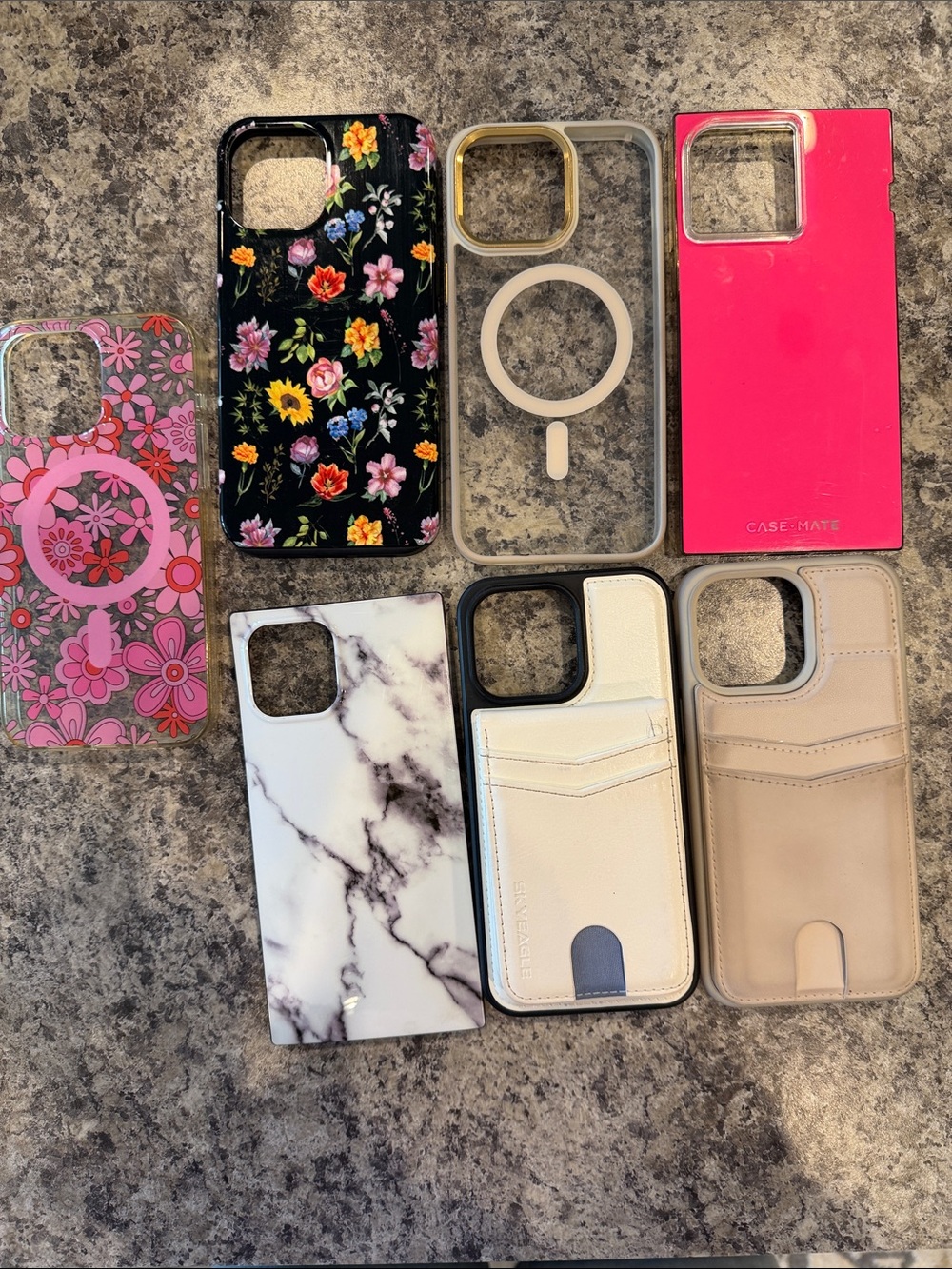 Assorted Floral, Marble, Clear, Pink and Leather iPhone 15 Pro Max Cases